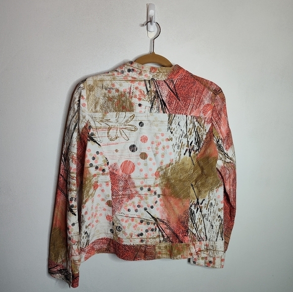 Christopher & Banks patchwork art to wear jacket, canvas/denim, size M - Picture 2 of 6